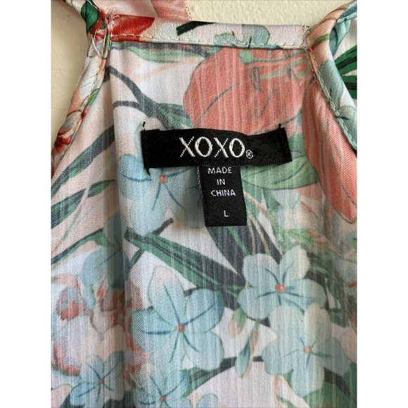 COPY - XOXO Womens Blouse Top Cold Shoulder Large Floral Layered Ruffles Long S… - Picture 7 of 11